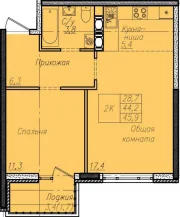 2-х комнатная квартира